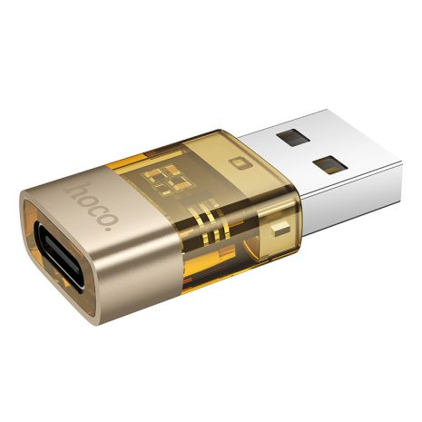 Адаптер перехідник Hoco UA36C, USB to Type-C, gold