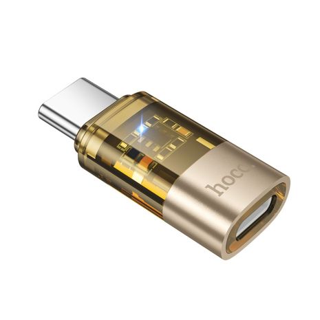 Адаптер перехідник Hoco UA36D, Type-C to Lightning, 3А, gold