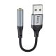 Адаптер перехідник Hoco LS36 USB to Jack 3.5 (F) чорний, зручне підключення