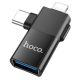 Адаптер перехідник Hoco UA17 USB to Type-C/ Lightning чорний