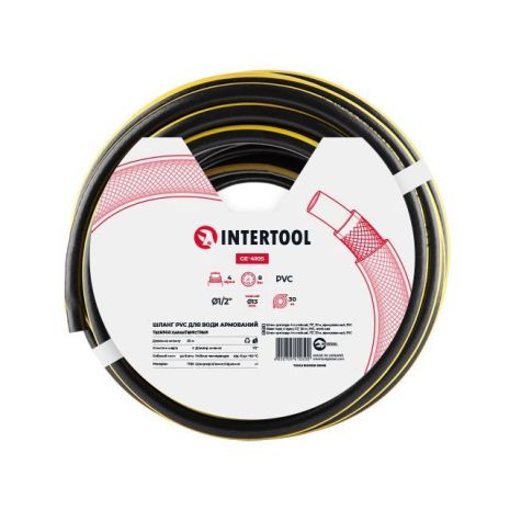 Шланг для води 4-х шаровий 1/2 ", 30м, армований, PVC INTERTOOL GE-4105 Шланг для води 4-х шаровий 1/2 ", 30м, армований, PVC INTERTOOL GE-4105