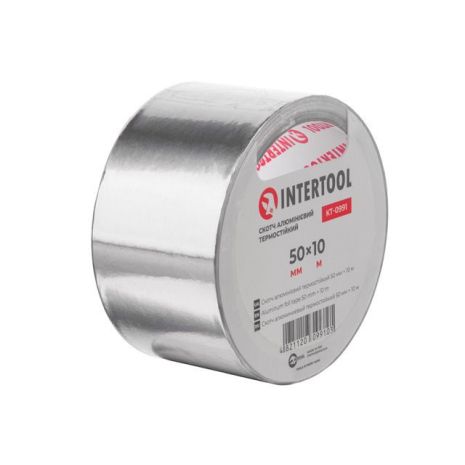 Скотч алюмінієвий термостійкий 50 мм * 10 м. INTERTOOL KT-0991