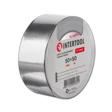 Скотч алюминиевый термостойкий 50 мм*50 м INTERTOOL KT-0993