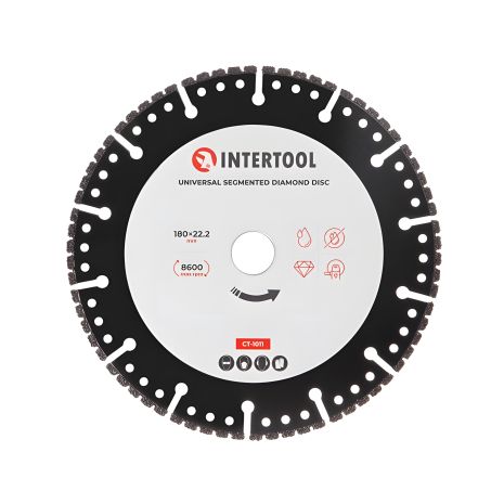Сегментний алмазний диск універсальний, 180 мм, 16-18%, 8600 об/хв INTERTOOL CT-1011