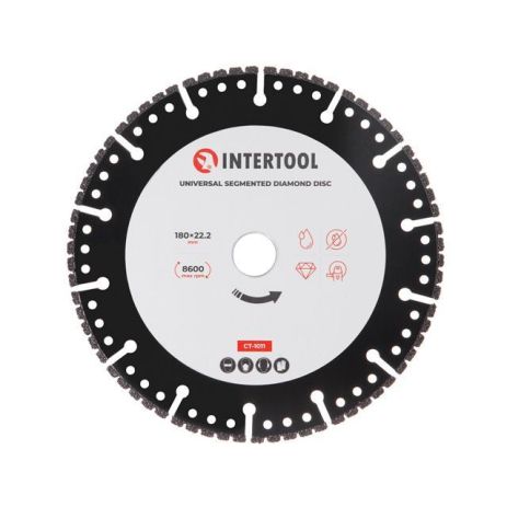 Диск универсальный сегментный алмазный, 180 мм, 16-18%, 8600 об/мин INTERTOOL CT-1011