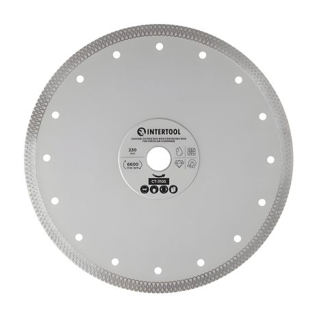 Диск відрізний алмазний для керамограніту, 230 мм, 36%, 6600 об/хв INTERTOOL CT-3105
