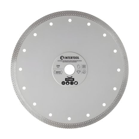 Диск відрізний алмазний для керамограніту, 230 мм, 36%, 6600 об/хв INTERTOOL CT-3105