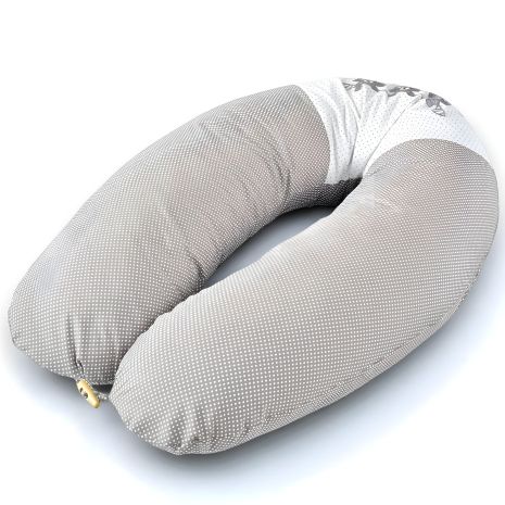 Гіпоалергенна подушка для вагітних та годування PAPAELLA 30×190 см U-подібна, наволочка на блискавці, сірий горошок (8-31481*001)