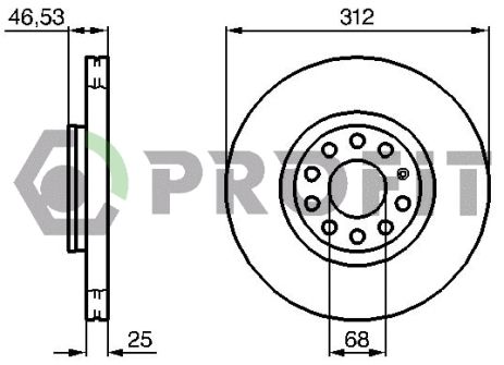 Диск гальмівний SEAT EXEO, AUDI A4, AUDI A6, PROFIT (50101707)