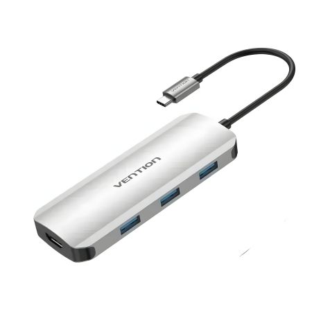 Vention USB-хаб Type-C к HDMI/USB 3.0x3/SD/TF/PD Docking Station серый 0.15M алюминиевый корпус TOJHB Vention USB-хаб Type-C к HDMI/USB 3.0x3/SD/TF/PD Docking Station серый 0.15M алюминиевый корпус TOJHB