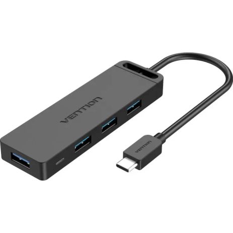 Хаб USB Vention Type-C до 4-Port USB 3.0 Hub with Power Supply Black 0.5M ABS Type TGKBD