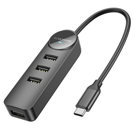 USB Hub Borofone DH5 4-in-1 (Type-C to USB3.0*4)(L=0.2M) Черный