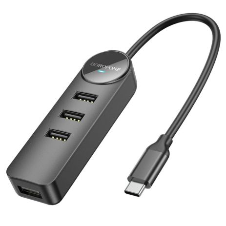 USB Hub Borofone DH5 4-in-1 (Type-C to USB3.0*4)(L=0.2M) Черный