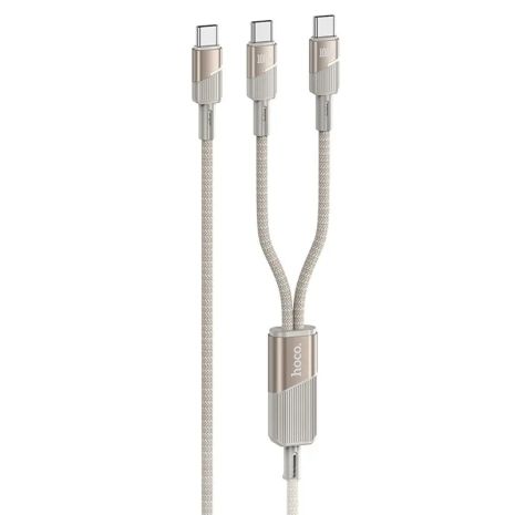 Кабель Hoco U139, 2в1, Type-C to 2хType-C, PD 100W, 1.2m, gold