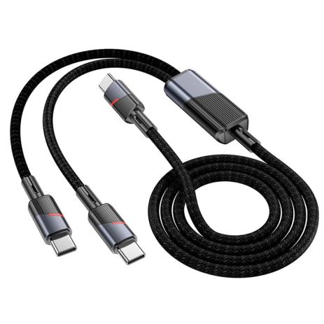 Кабель Hoco U139, 2в1, Type-C to 2хType-C, PD 100W, 1.2m, black
