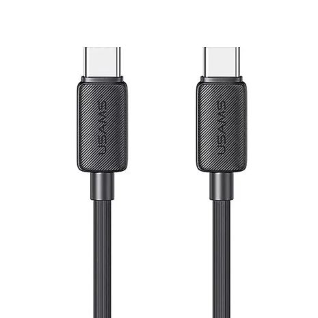 Кабель Usams US-SJ696, 60W, Striped Data Cable, Type-C To Type-C, KY Series, 2M, black