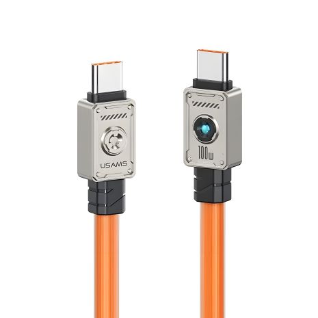 Кабель Usams US-SJ684, Type-C to Type-C, 100W, 1.2m, orange