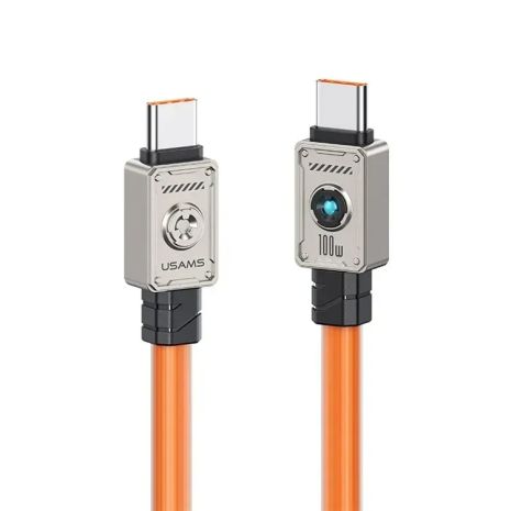 Кабель Usams US-SJ684, Type-C to Type-C, 100W, 1.2m, orange