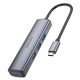 Хаб USB Borofone DH12 4-в-1 Type-C to USB3.0х4 (L=0.2M) Сірий
