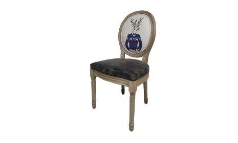 Стілець АРТ Олень у светрі КД, гевея масив дерева 500x555x960, екошкіра коричнева