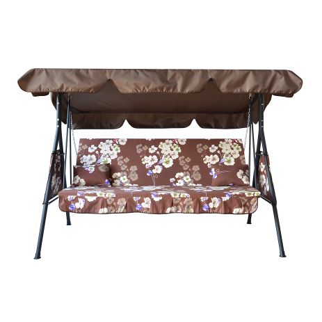 Гойдалка садова "Дача" з бясовою тканиною (Бежева квітка) Гойдалка садова "Дача" з бясовою тканиною (Бежева квітка)