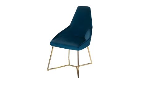 Стілець метал лазурний Гелексі тканина сидіння 500x550x950 золото