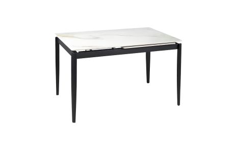 Стіл обідній розкладний Хіт 1200/1800х800х750 молочний глянець, чорні ноги
