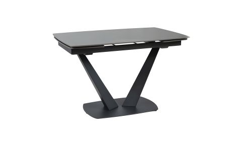 Саймон розкладний обідній стіл 1200/(300+300)×800×750 чорний мат чорні ноги