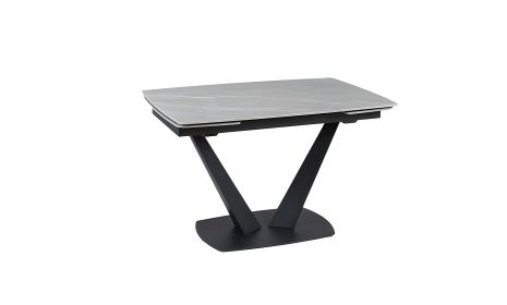 Саймон стіл обідній розкладний чорні ноги, 1200/(300+300)×800×750, сірий мат
