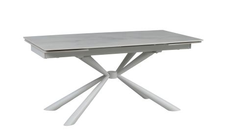 Розкладний обідній стіл Рим 1600/2400x900x750 білий глянець білі ноги Розкладний обідній стіл Рим 1600/2400x900x750 білий глянець білі ноги