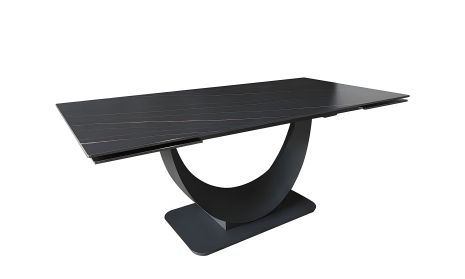 Розкладний обідній стіл Мун 1800/2600x900x750, чорний мат, нога чорна