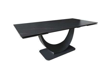 Розкладний обідній стіл Мун 1800/2600x900x750, чорний мат, нога чорна Розкладний обідній стіл Мун 1800/2600x900x750, чорний мат, нога чорна