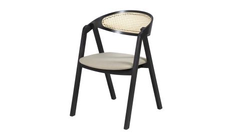 Стілець Гуру Cane із масиву дерева, сидіння тканина беж 526x558x782 чорний