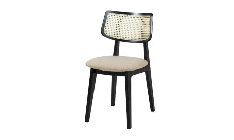 Стілець Пепе Cane масив дерева сидіння тканина беж 450x400x820 чорний