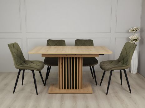 Обідній стіл Casandra, Дуб артизан / Чорний Обідній стіл Casandra, Дуб артизан / Чорний