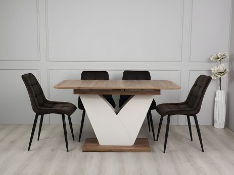 Стол кухонный раскладной ВОЛТ дуб крафт табако / мигдаль