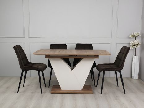 Стол кухонный раскладной ВОЛТ дуб крафт табако / мигдаль Стол кухонный раскладной ВОЛТ дуб крафт табако / мигдаль