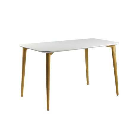 Гладкий белый стіл Dan 120 х 80 / натуральний дуб