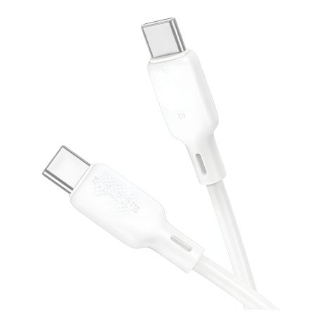Білий Кабель USB Borofone BX113 Silicone, Type-C to Type-C, 60W, 1m