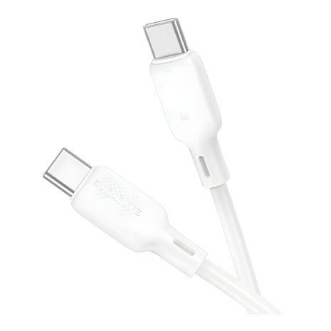 Білий Кабель USB Borofone BX113 Silicone, Type-C to Type-C, 60W, 1m Білий Кабель USB Borofone BX113 Silicone, Type-C to Type-C, 60W, 1m
