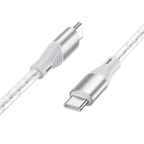 Кабель USB Borofone BX96, Type-C to Type-C, PD 60W, 1m, silicone charging data cable, сірий Кабель USB Borofone BX96, Type-C to Type-C, PD 60W, 1m, silicone charging data cable, сірий