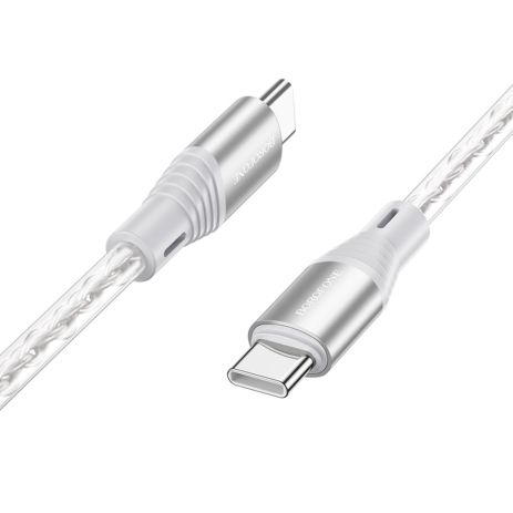 Кабель Borofone BX96 Type-C to Type-C PD 60W 1m silicone charging data cable серый