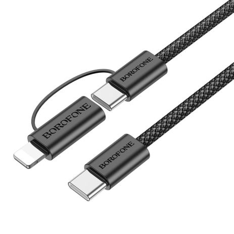 USB Borofone BX104 Primo two-in-one 60W Type-C to Type-C/iP PD27W Черный