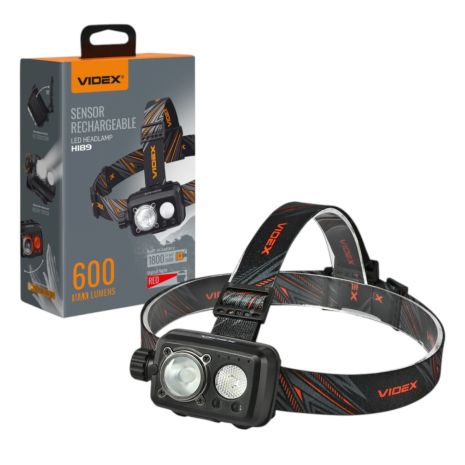 Налобный фонарик VIDEX VLF-H189 600Lm 5000K до 185м, 8 режимов работы, с красным светом