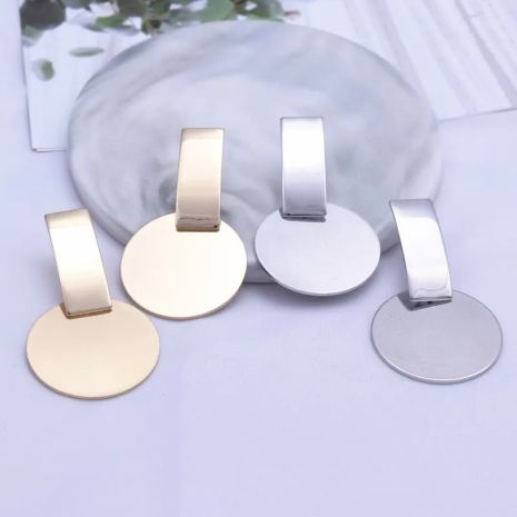 Серьги круглые монетки и прямоугольник полоса в виде кругов 2 цвета