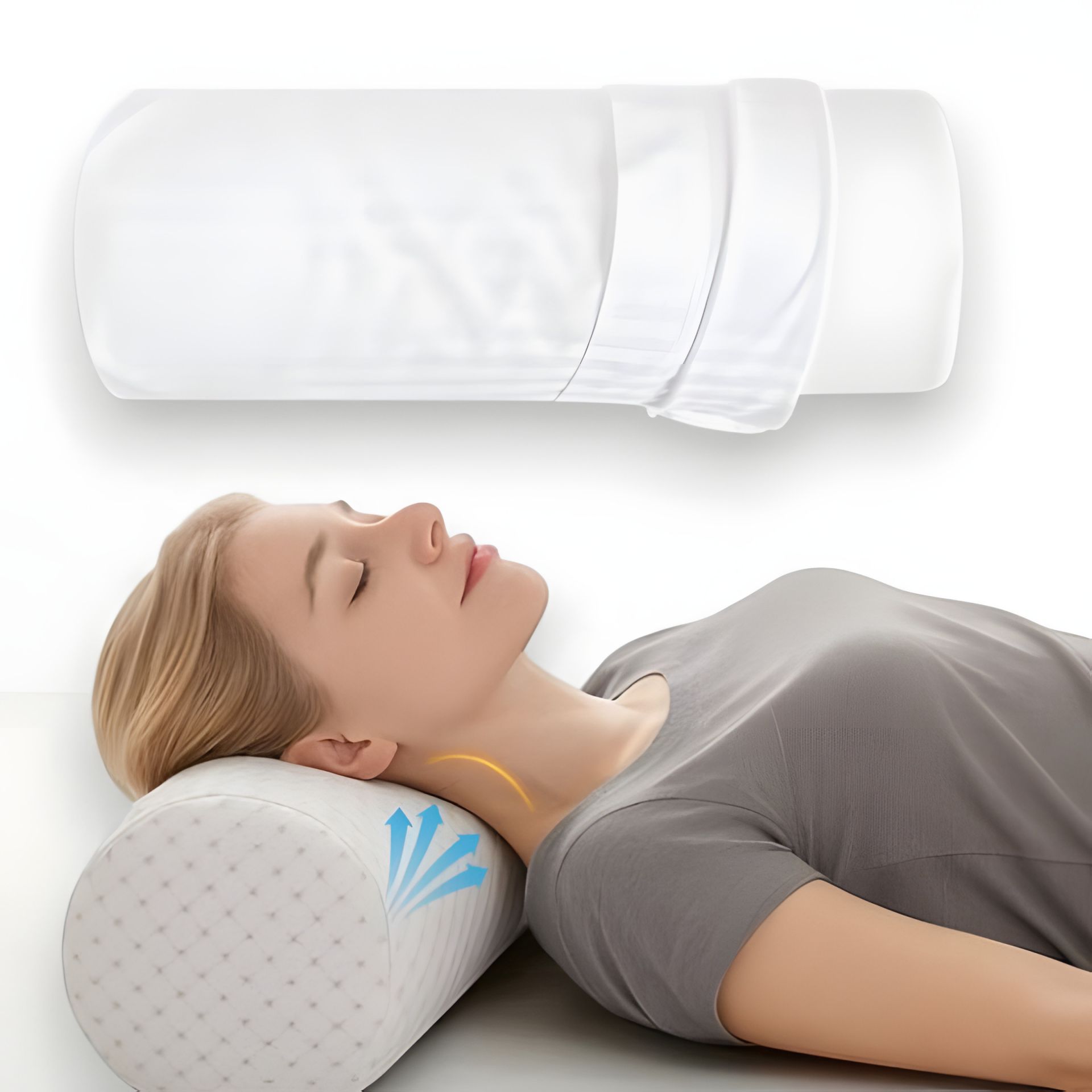 Ортопедическая валиковая подушка ErgoRoll IDEIA 40×15 см с памятью и наволочкой (8-36078) Ортопедическая валиковая подушка ErgoRoll IDEIA 40×15 см с памятью и наволочкой (8-36078)