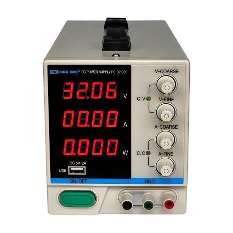Лабораторний блок живлення Long Wei PS-3010DF 30V 10A, імпульсний, з цифровою індикацією (V/A/W), USB 5V/2A
