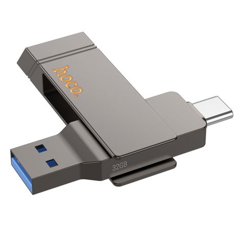 USB флеш накопитель Hoco UD15 32GB 2 в 1 USB 3.2/ Type-C металлический metal gray
