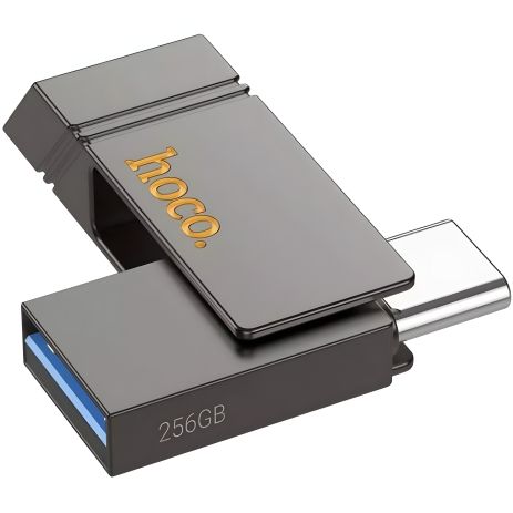 USB флеш накопичувач Hoco UD14, 256GB, 2 в 1, USB 3.2, Type-C, металевий, gray