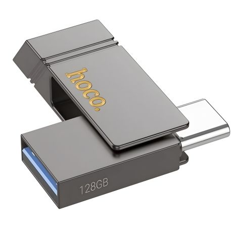 USB флеш накопитель Hoco UD14 128GB 2 в 1 USB 3.2/ Type-C металлический metal gray
